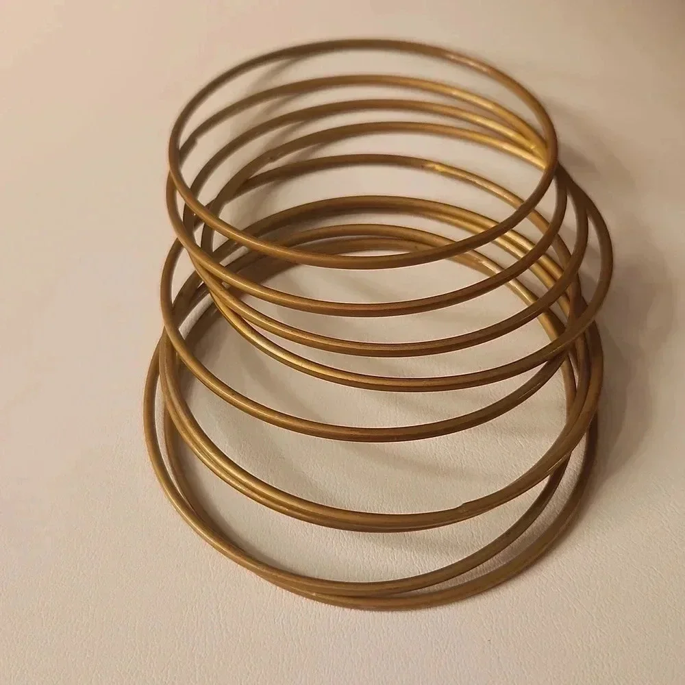 Yellow Gold Tone Thin Skinny Stackable Bangles